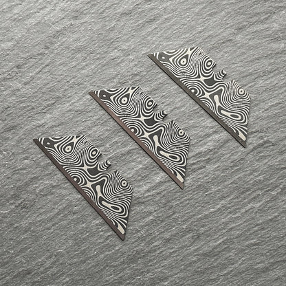 Stinger Survival Tools Laser Engraved Utility Edges, Utility Tool Replacements - Black Damascus Style (Trapezoid 3 pcs- Black)