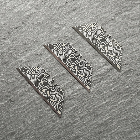 Stinger Survival Tools Laser Engraved Utility Edges, Utility Tool Replacements - Black Damascus Style (Trapezoid 3 pcs- Black)