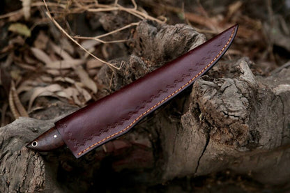 Texan Knives Damascus Fillet Knife – 13" Rosewood Handle & Leather Sheath