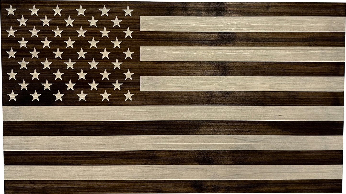Bellewood Designs - American Flag Decorative & Secure Wall-Mounted Gun Cabinet (Dark Walnut)