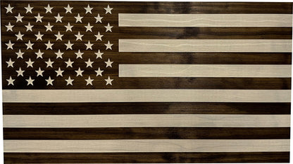 Bellewood Designs - American Flag Decorative & Secure Wall-Mounted Gun Cabinet (Dark Walnut)