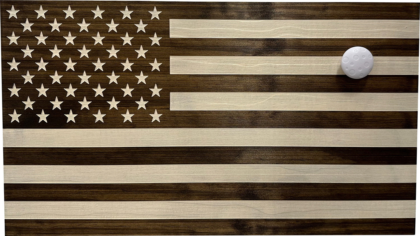 Bellewood Designs - American Flag Decorative & Secure Wall-Mounted Gun Cabinet (Dark Walnut)