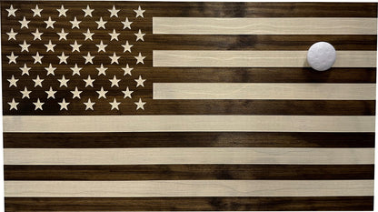 Bellewood Designs - American Flag Decorative & Secure Wall-Mounted Gun Cabinet (Dark Walnut)