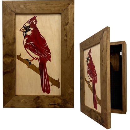 Bellewood Designs - Hidden Gun Cabinet Red Cardinal Bird Wall Art