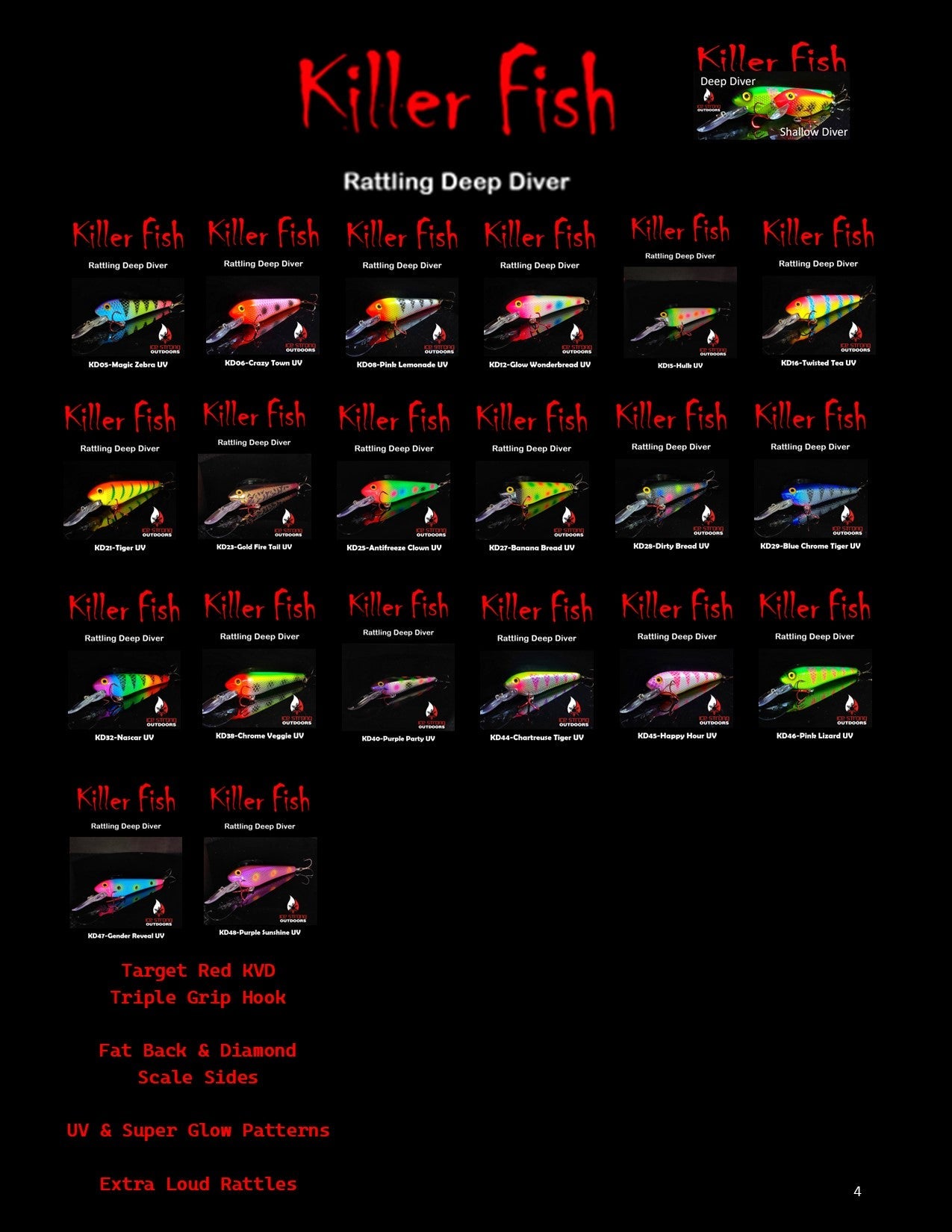 Ice Strong Outdoors - Killer Fish - Rattling DEEP Diver UV