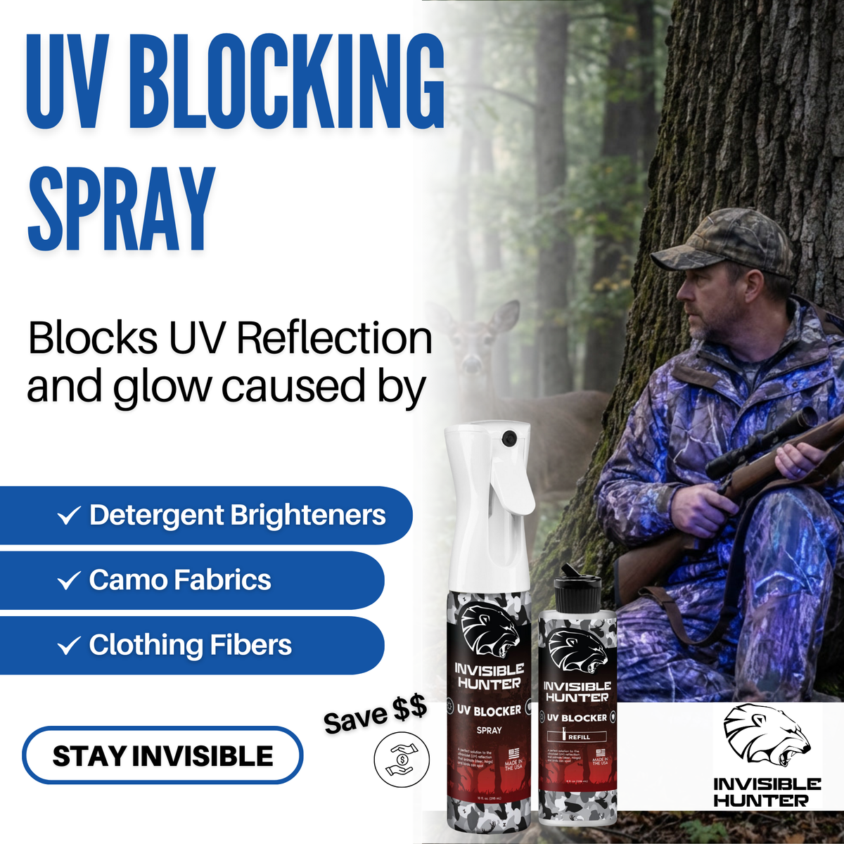 Zone Protects Invisible Hunter UV Blocker Spray + Refill