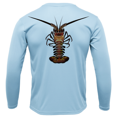 Saltwater Born Florida Keys Realistic Lobster Men's Long Sleeve UPF 50+ Dry-Fit Shirt