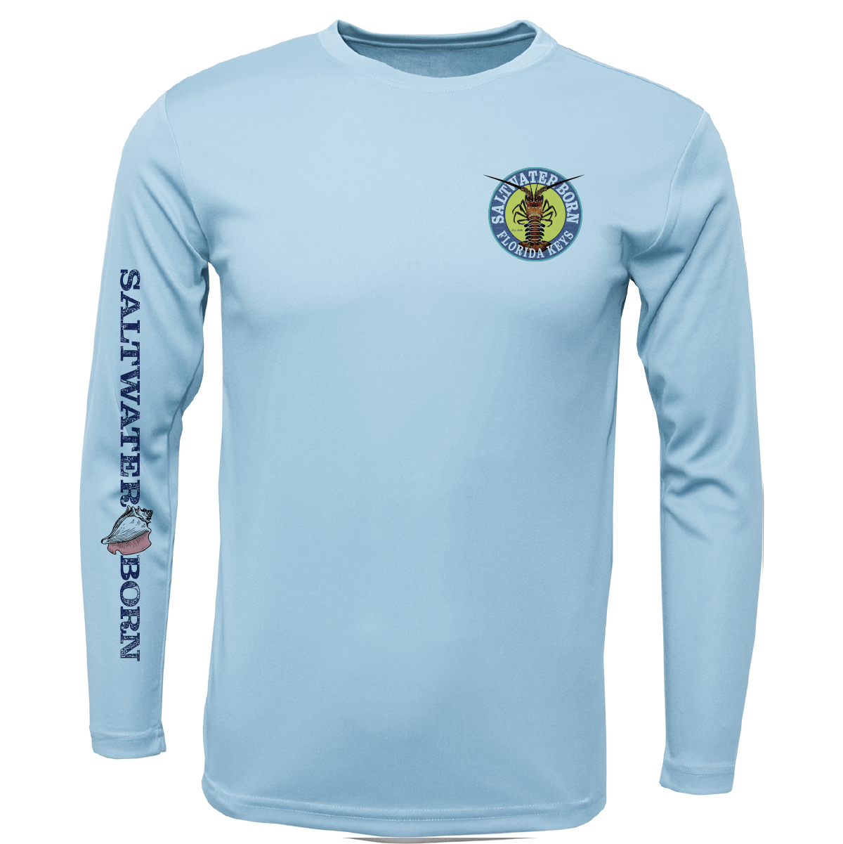 Saltwater Born Florida Keys Realistic Lobster Men's Long Sleeve UPF 50+ Dry-Fit Shirt