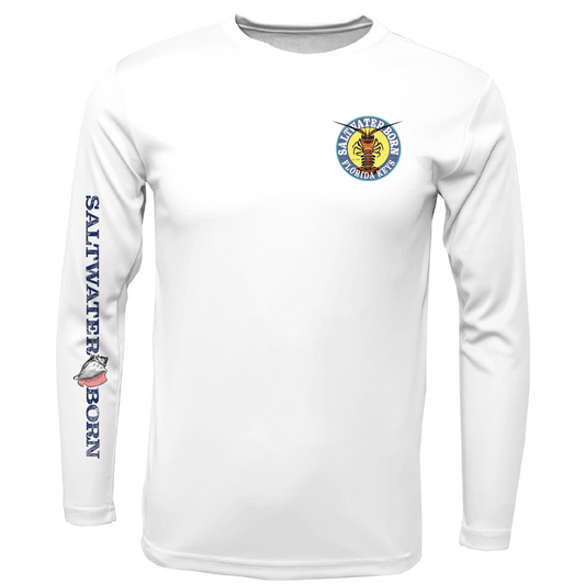 Saltwater Born Florida Keys Realistic Lobster Men's Long Sleeve UPF 50+ Dry-Fit Shirt