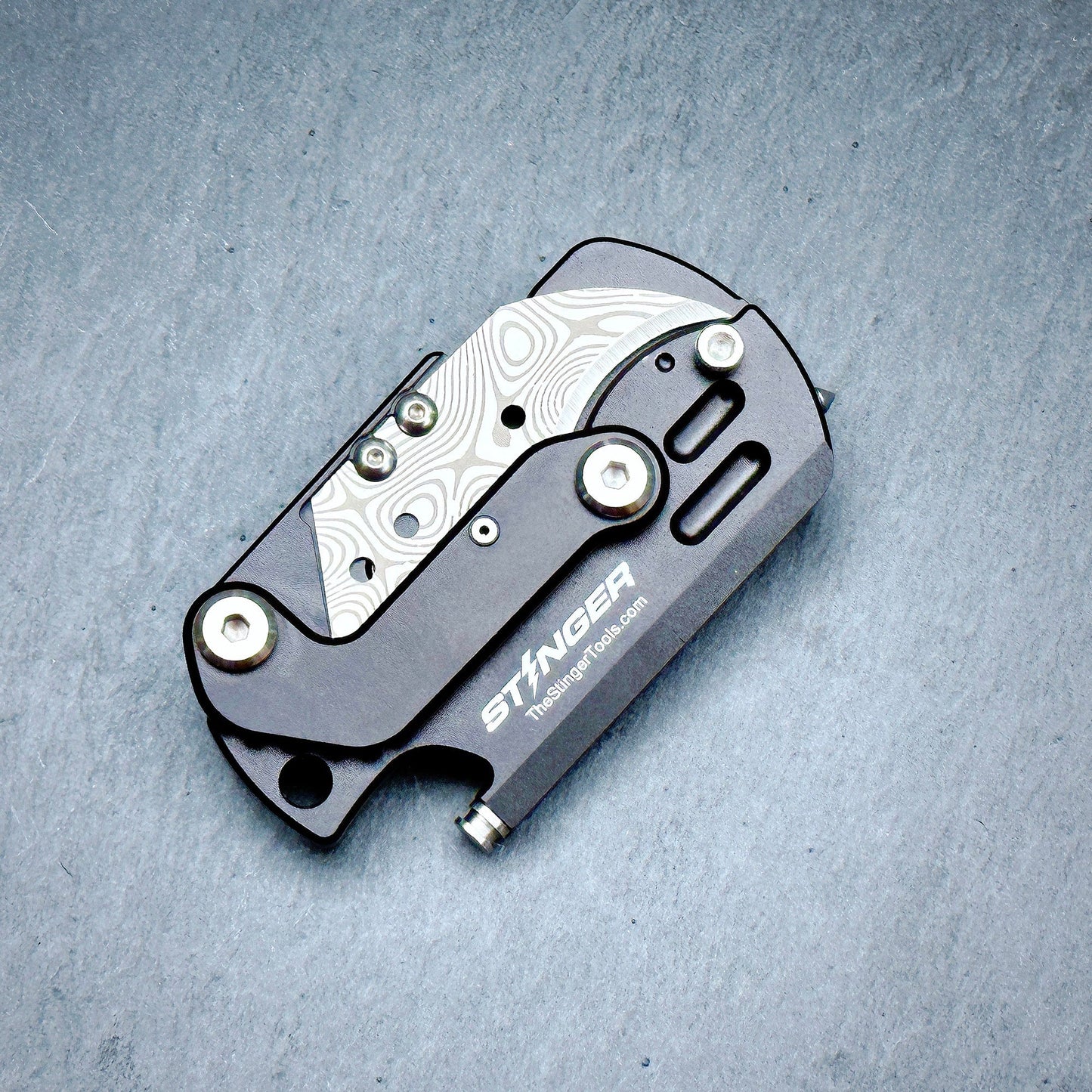 Stinger Survival Tools Dog Tag Tool, Folding Pocket Utility - Matte Black