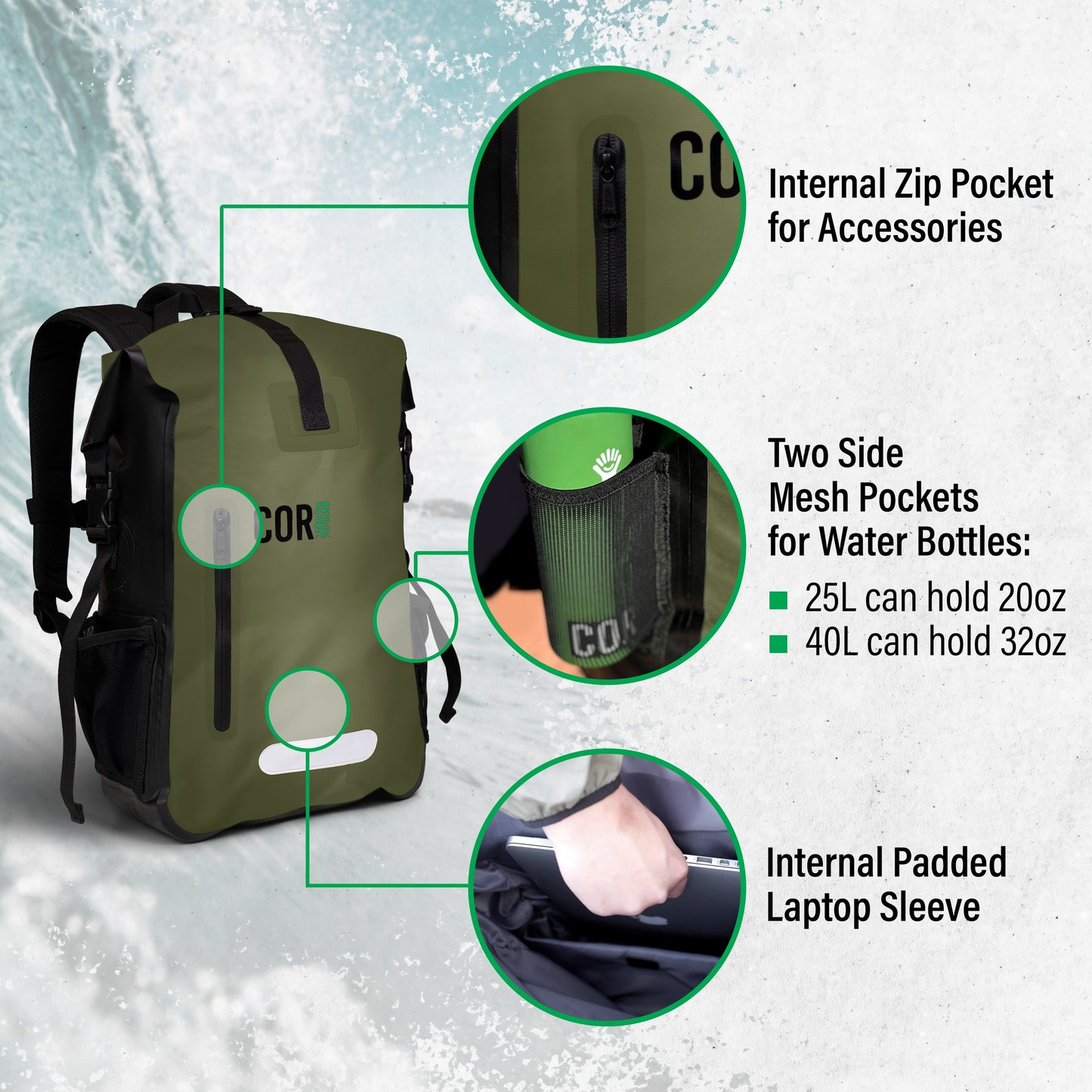 COR Surf 25L Waterproof Dry Backpack