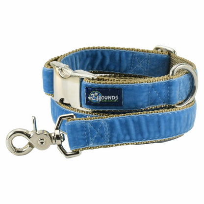 2 Hounds Design Dusty Blue Velvet Essential Dog Collar