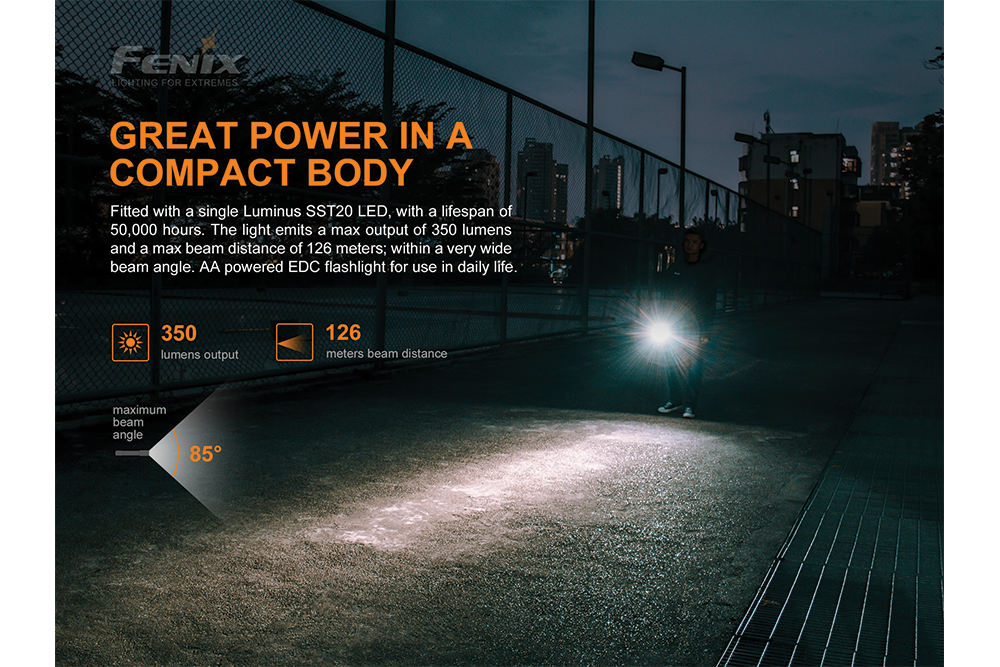 Fenix E20 V2.0 EDC Flashlight - 350 Lumens