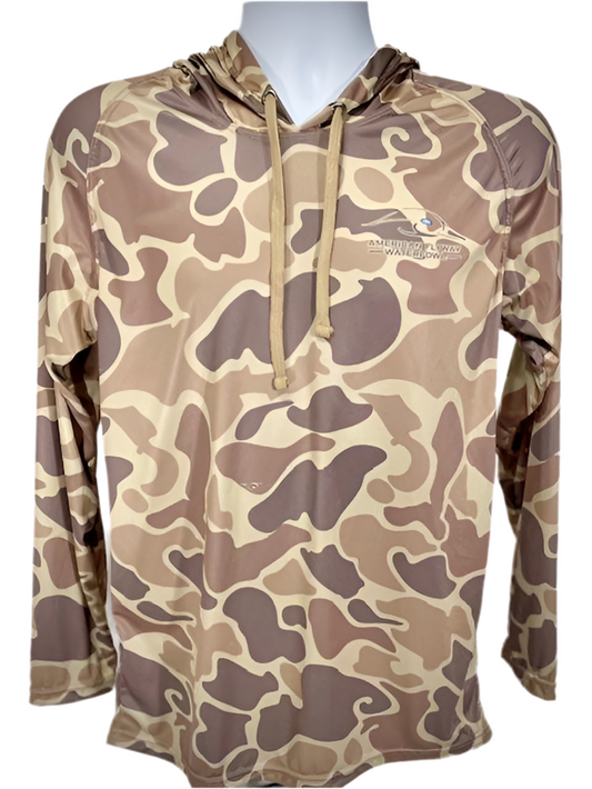 AF Waterfowl - Brown OSC Lightweight Performance Shirt with Hood and Flat Draw String