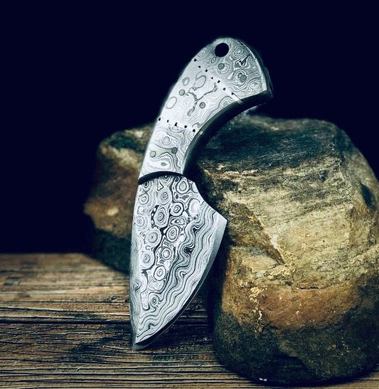 Texan Knives DAMASCUS STEEL KNIFE FIXED BLADE POCKET FULL TANG DAMASCUS HANDLE KNIVES SKINNER