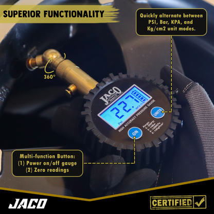 Jaco Elite® Digital Tire Pressure Gauge - Professional Accuracy - 100 PSI