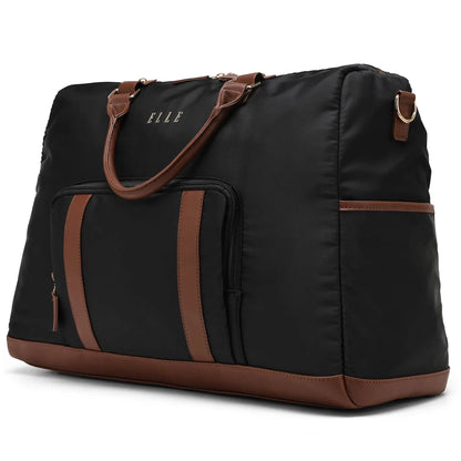 Elle Luxe Journey 30L Twill and Vegan Leather Weekender Duffel Bag