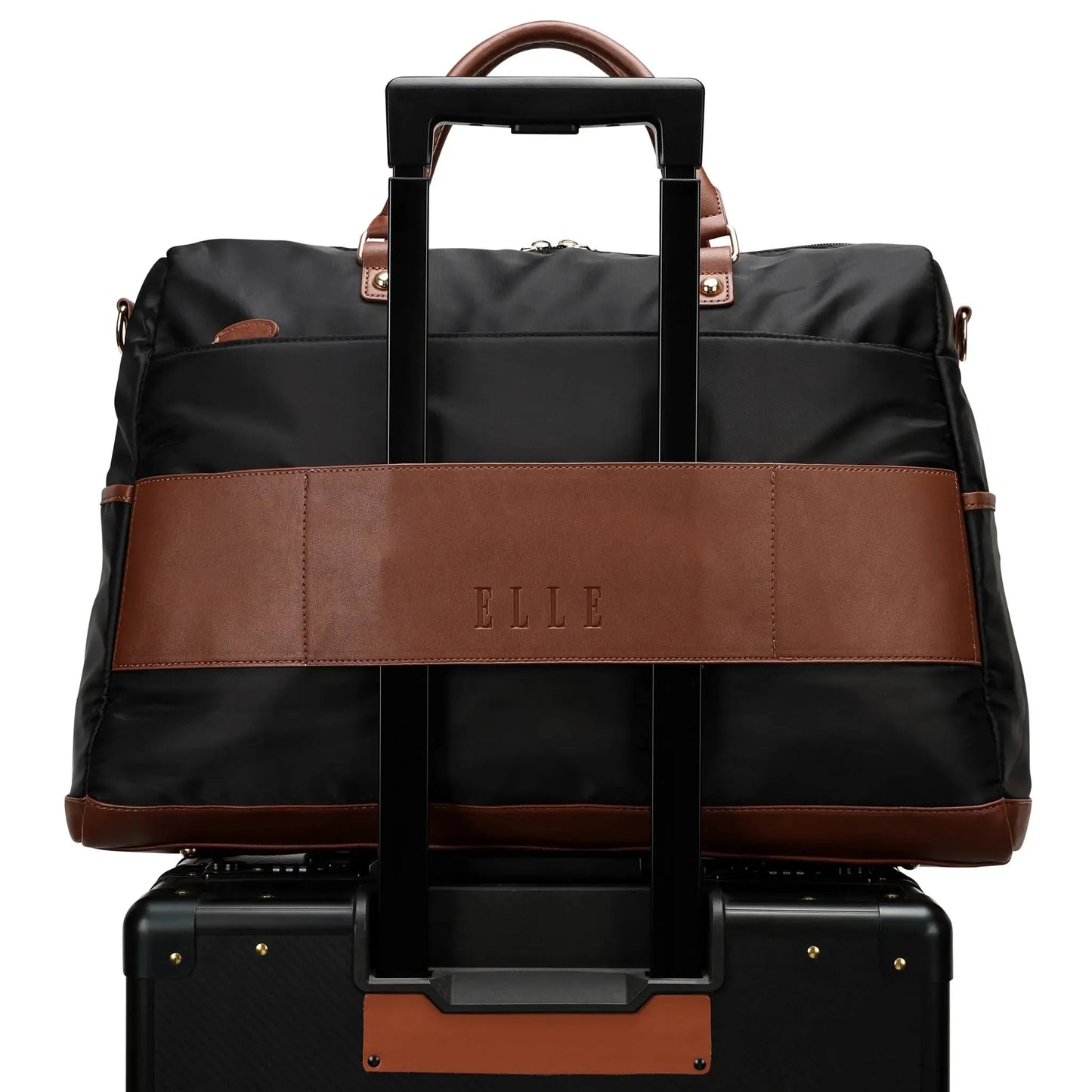 Elle Luxe Journey 30L Twill and Vegan Leather Weekender Duffel Bag