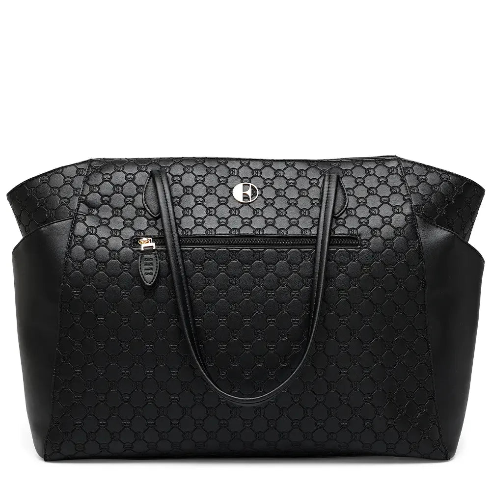 Elle Compass 32L Vegan Leather Monogram Weekender Tote Bag