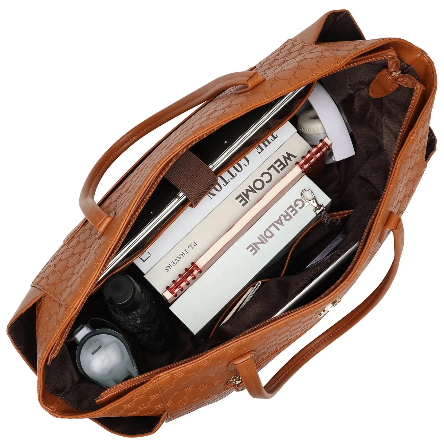 Elle Compass 32L Vegan Leather Monogram Weekender Tote Bag