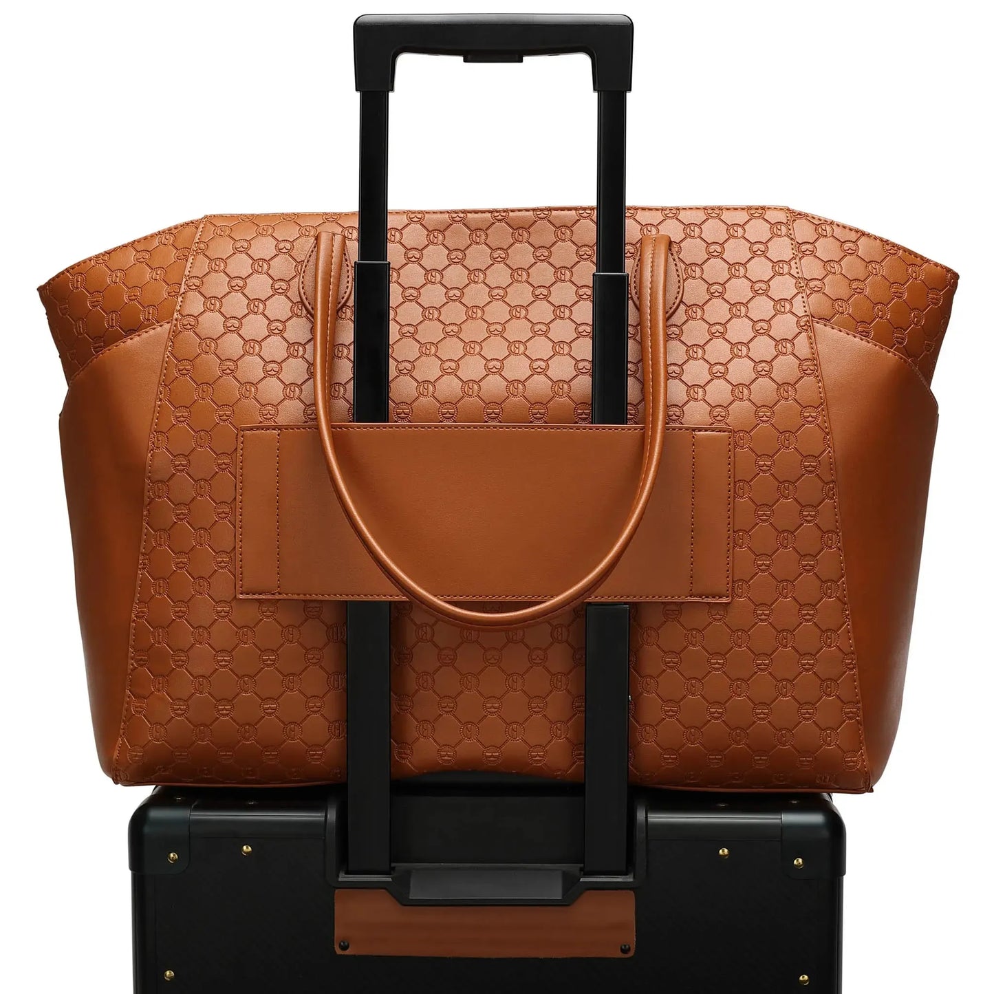 Elle Compass 32L Vegan Leather Monogram Weekender Tote Bag