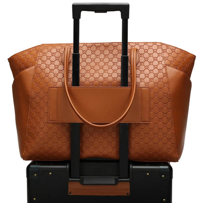 Elle Compass 32L Vegan Leather Monogram Weekender Tote Bag