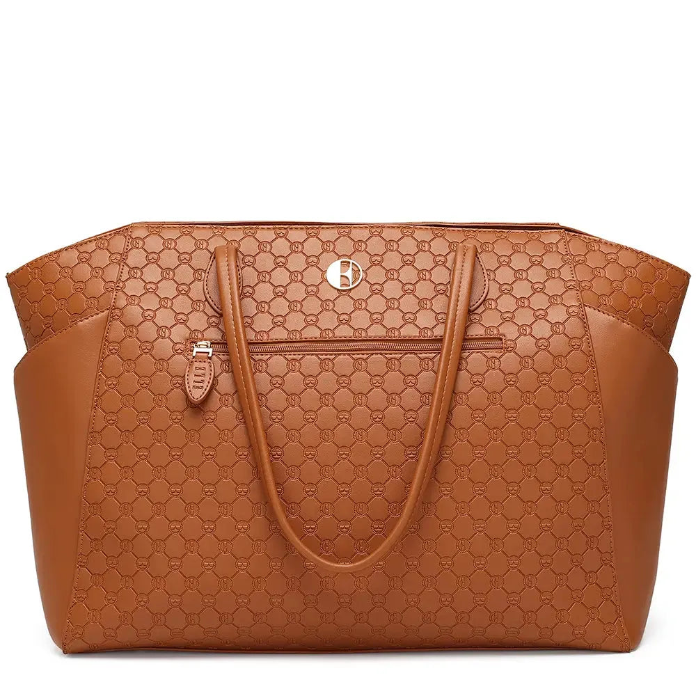 Elle Compass 32L Vegan Leather Monogram Weekender Tote Bag