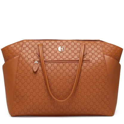 Elle Compass 32L Vegan Leather Monogram Weekender Tote Bag