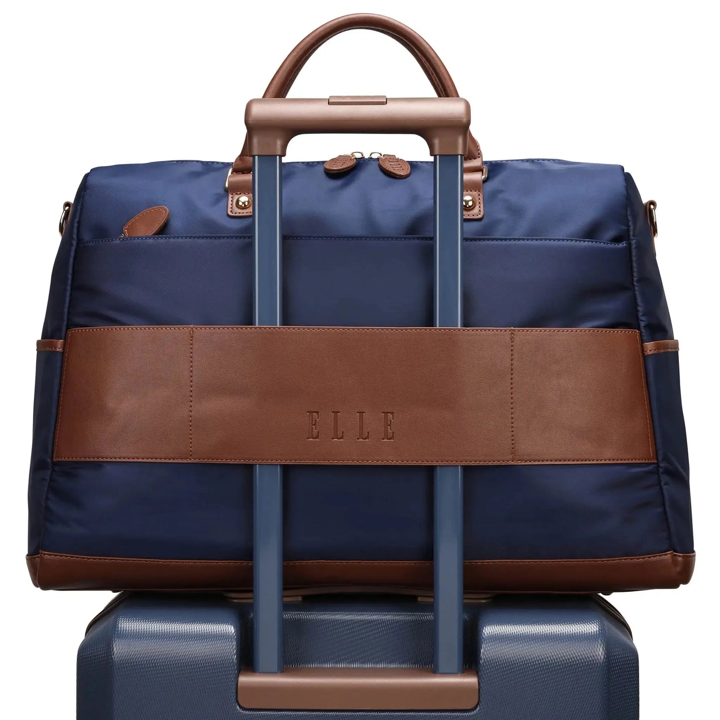 Elle Luxe Journey 30L Twill and Vegan Leather Weekender Duffel Bag