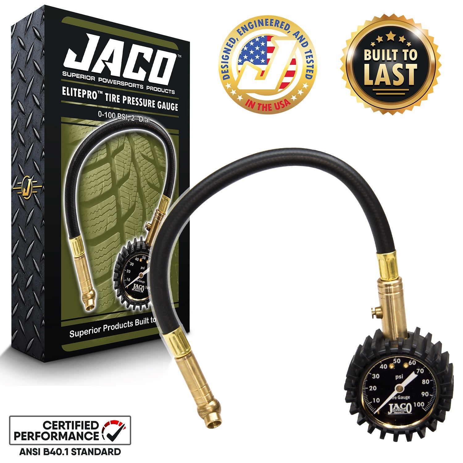 Jaco ElitePro™ Tire Pressure Gauge - 100 PSI - Angler's Pro Tackle & Outdoors