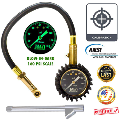 Jaco EliteProPlus™ Tire Pressure Gauge with Dually Air Chuck - 160 PSI