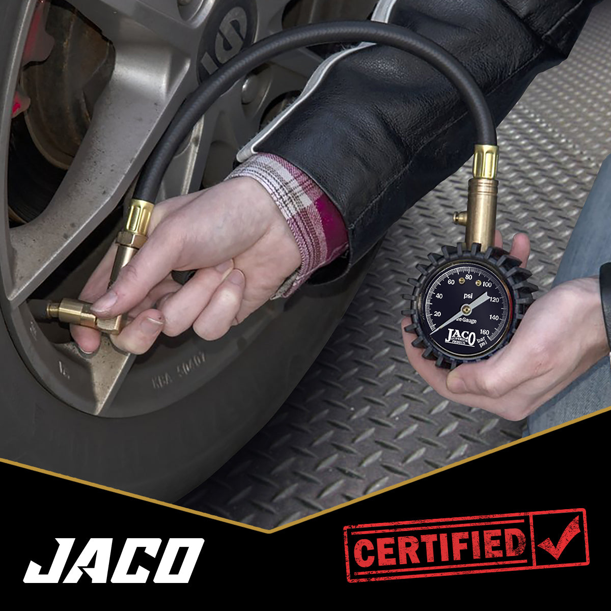 Jaco EliteProPlus™ Tire Pressure Gauge with Dually Air Chuck - 160 PSI