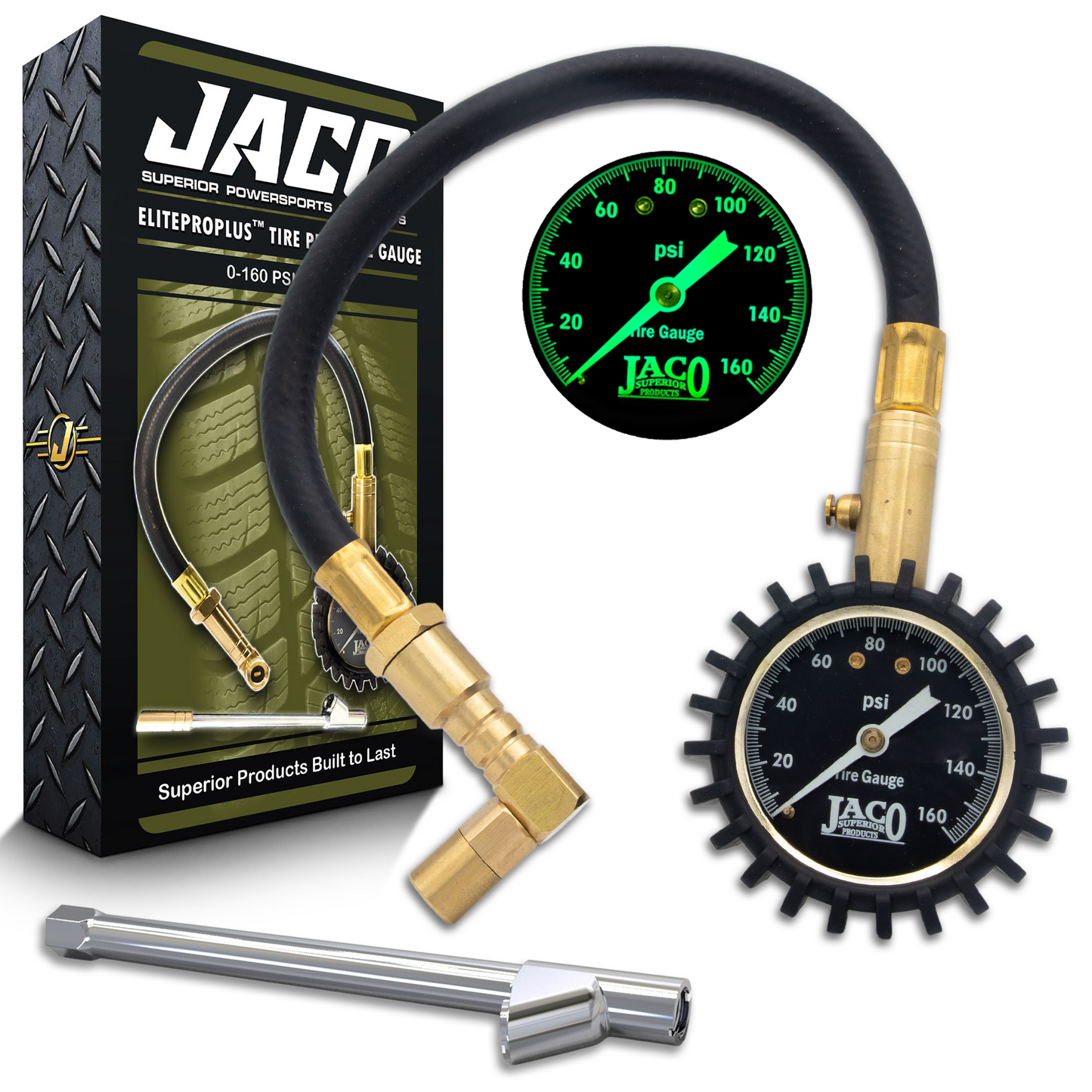 Jaco EliteProPlus™ Tire Pressure Gauge with Dually Air Chuck - 160 PSI