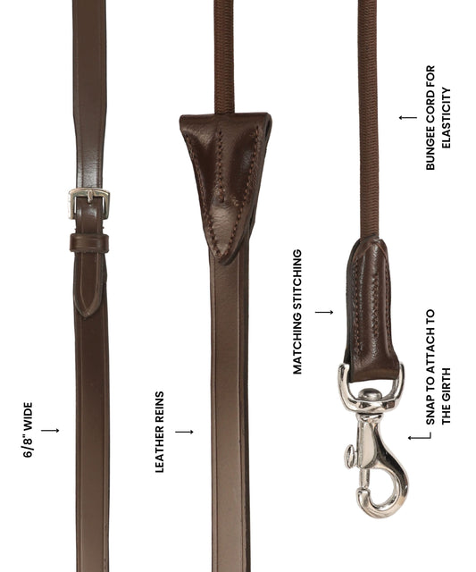 Bridles & Reins ExionPro Leather Draw Reins with Round Elastic