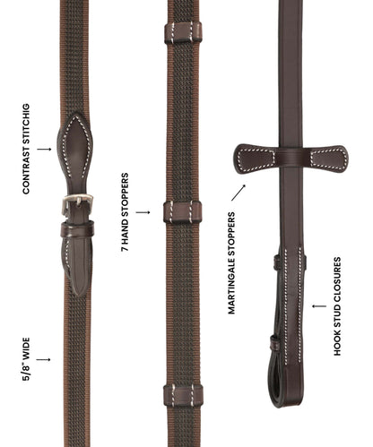 Bridles & Reins ExionPro Rubberized Web Reins