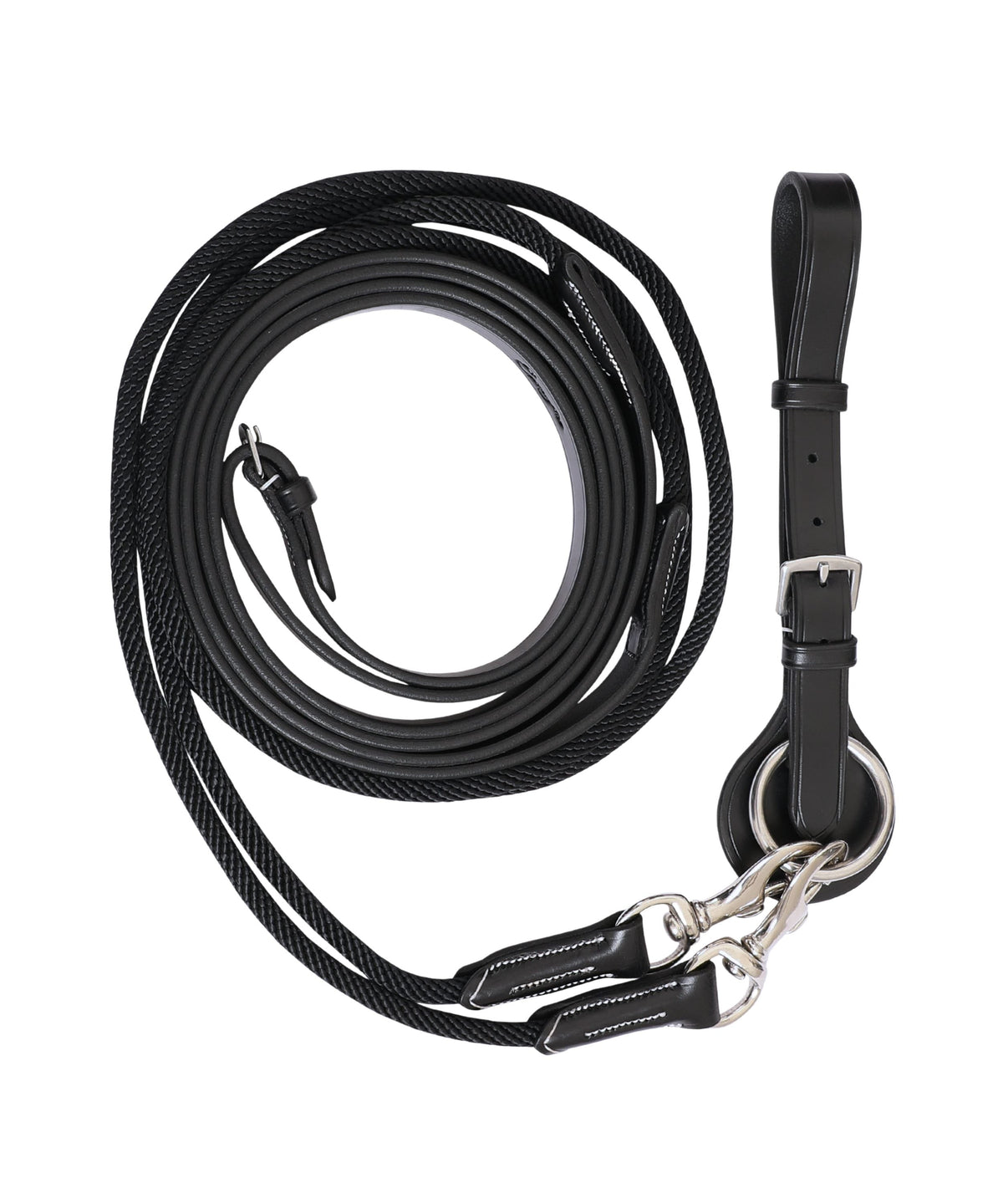 Bridles & Reins ExionPro Rope & Leather Draw Reins with Girth Loop