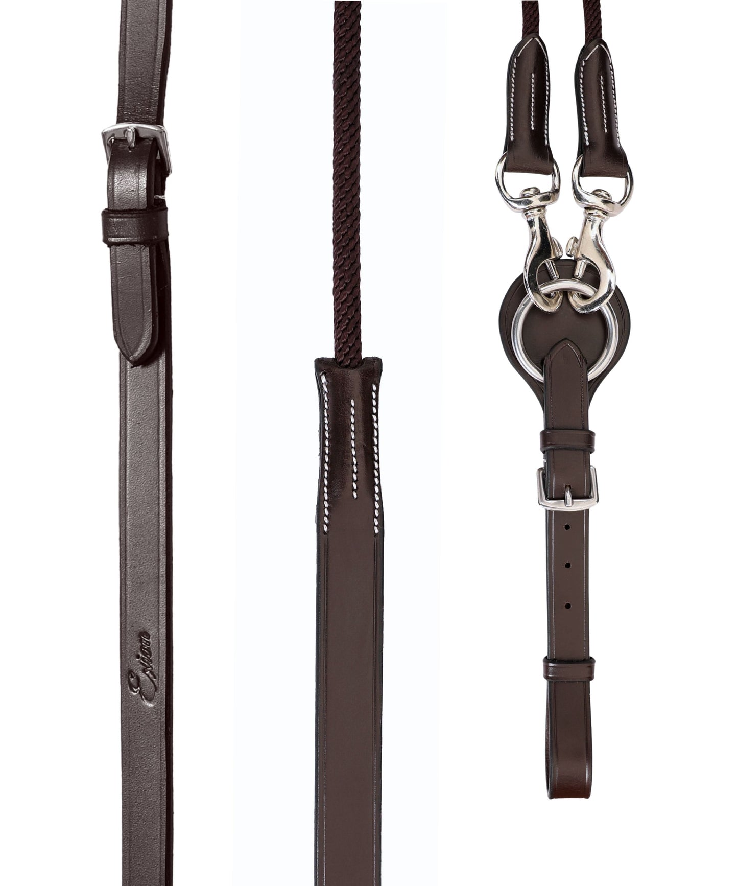 Bridles & Reins ExionPro Rope & Leather Draw Reins with Girth Loop