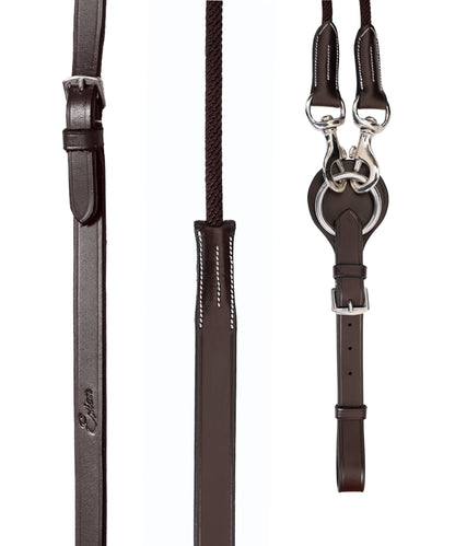 Bridles & Reins ExionPro Rope & Leather Draw Reins with Girth Loop