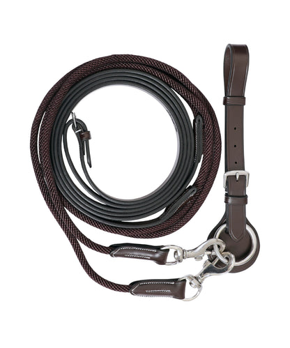 Bridles & Reins ExionPro Rope & Leather Draw Reins with Girth Loop