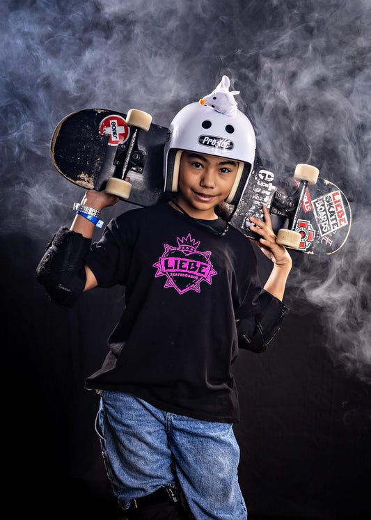 Liebe Punk Heart Youth T-Shirt - Black and Pink