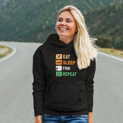 Outdoorzees Eat Sleep Fishing Repeat Unisex Hoodie