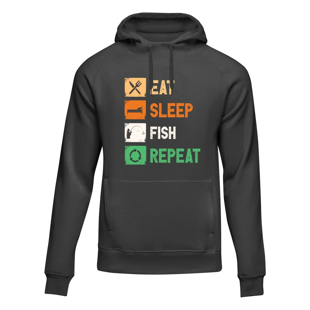 Outdoorzees Eat Sleep Fishing Repeat Unisex Hoodie