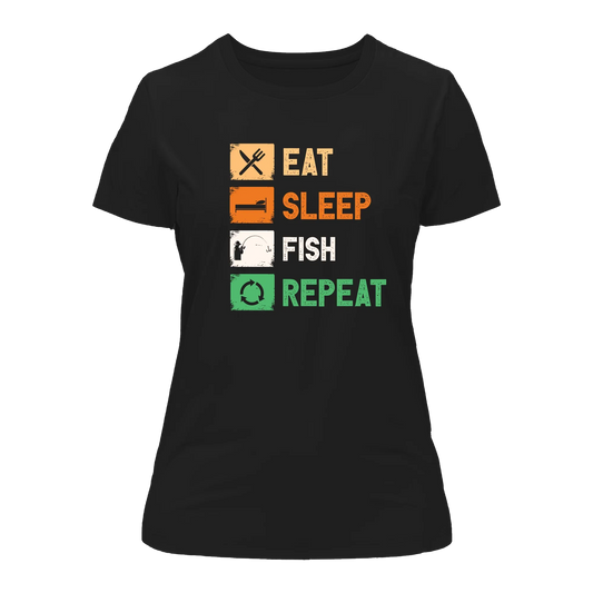 Outdoorzees Eat Sleep Fishing Repeat T-Shirt for Women