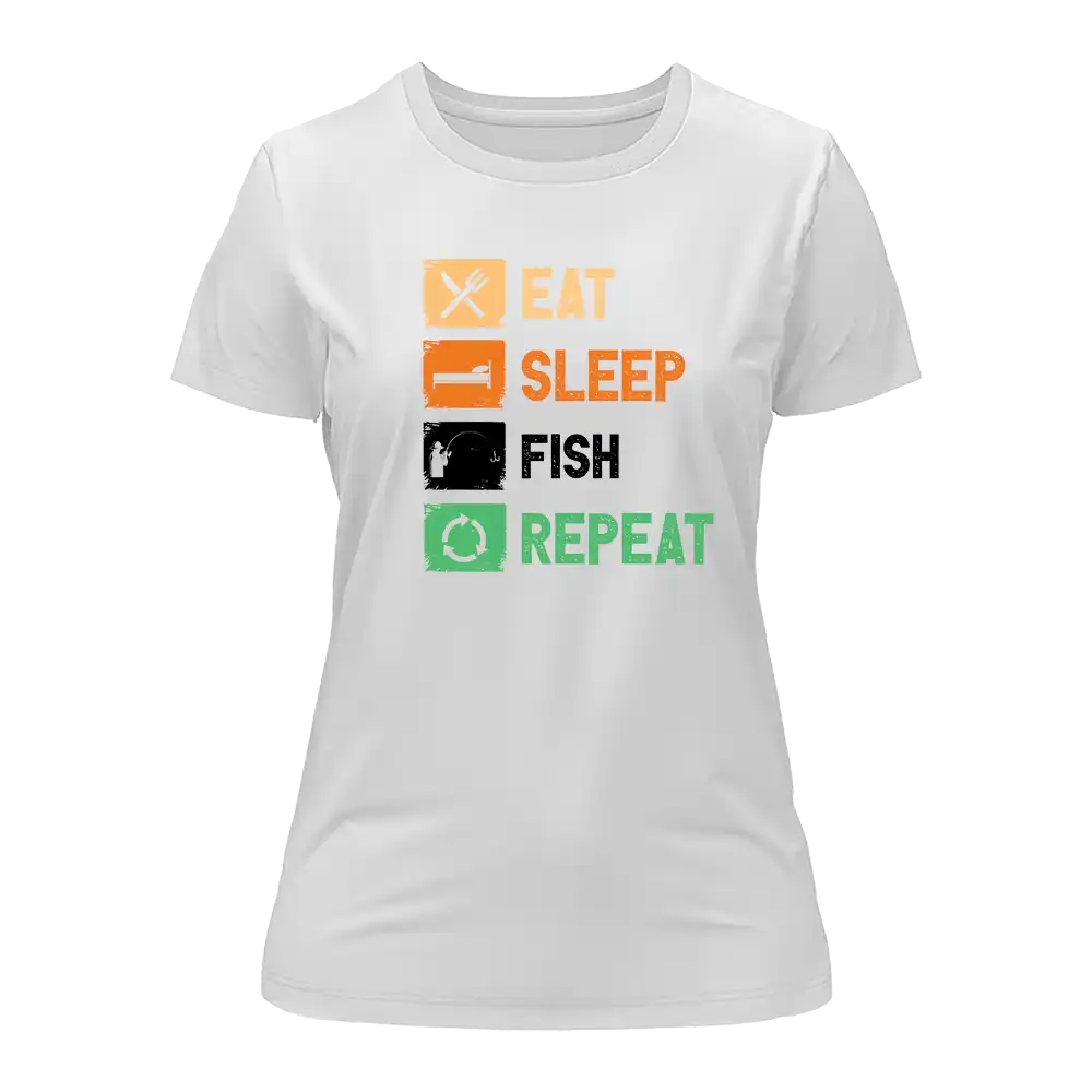 Outdoorzees Eat Sleep Fishing Repeat T-Shirt for Women