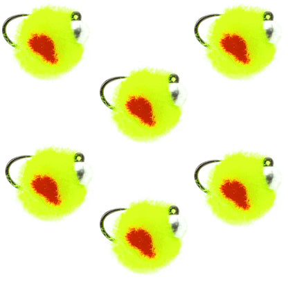 The Fly Fishing Place Tungsten Bead Tactical Euro Hot Chartreuse Jig Egg - 6 Flies Size 14
