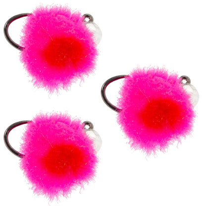 The Fly Fishing Place 3 Pack Tungsten Bead Tactical Euro Hot Pink Jig Egg Flies - Size 14
