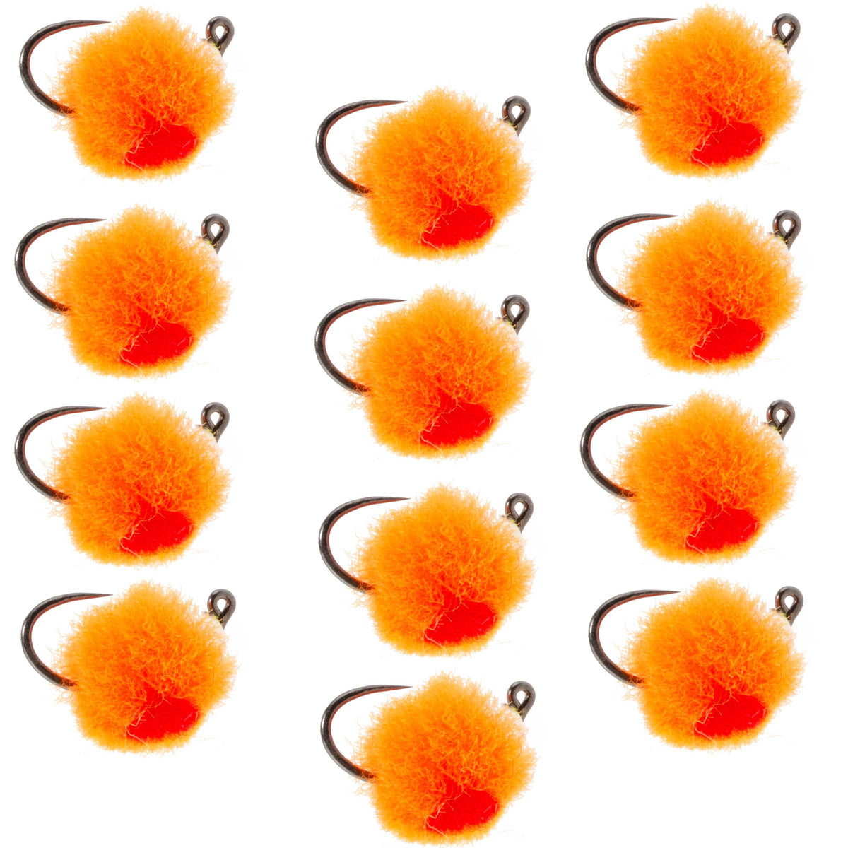 The Fly Fishing Place Tungsten Bead Tactical Euro Hot Orange Jig Egg - 12 Flies Size 14
