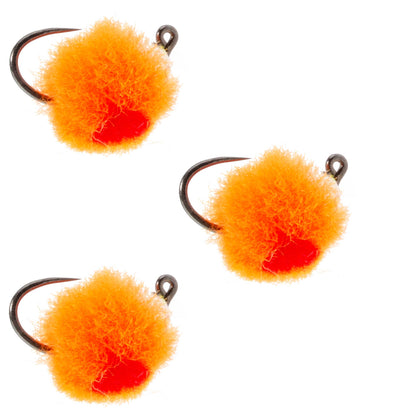 The Fly Fishing Place 3 Pack Tungsten Bead Tactical Euro Hot Orange Jig Egg - Size 14