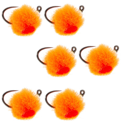 The Fly Fishing Place Tungsten Bead Tactical Euro Hot Orange Jig Egg - 6 Flies Size 14