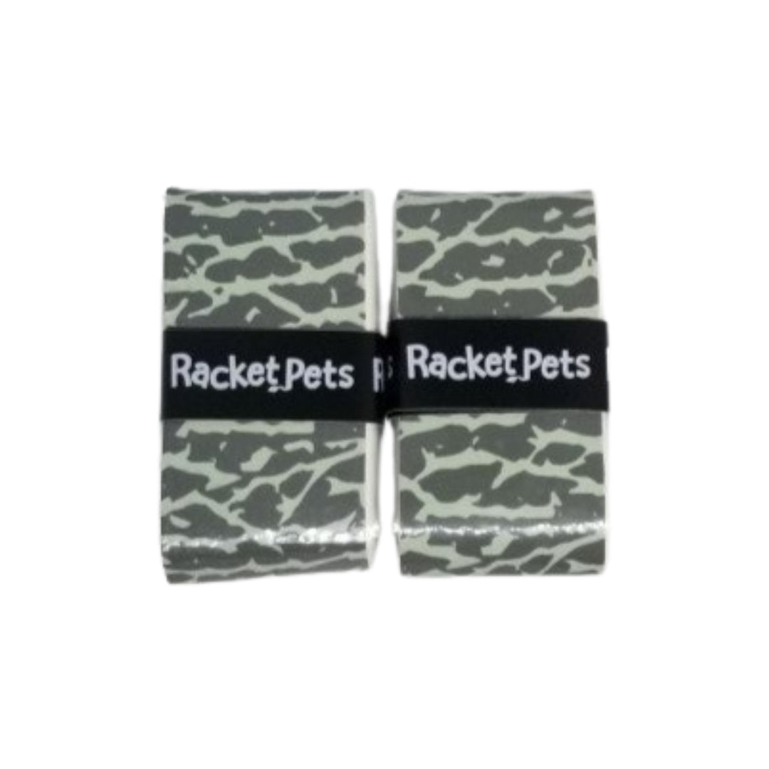 Racket Pets VALUE PACK - A Gray Elephant Racket Pet Tennis Dampener and Overgrip Tape with a (Pack of 2) Replacement Overgrip Tape